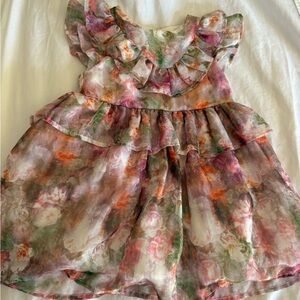 wonder nation Floral Ruffle Dress in Pink, Orange, Green